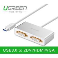 Cáp chuyển USB 3.0 to 2 DVI 24+1, 24+5 chính hãng Ugreen UG-40246